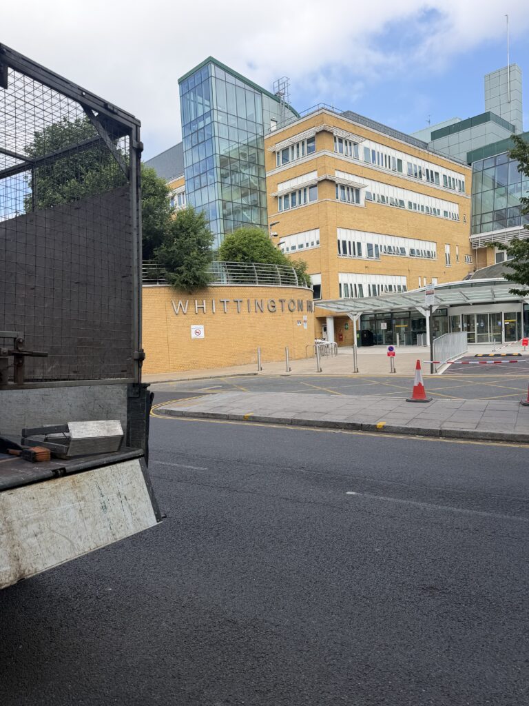 Mullarkey’s Clearances van near Whittington Hospital in Archway N19.
